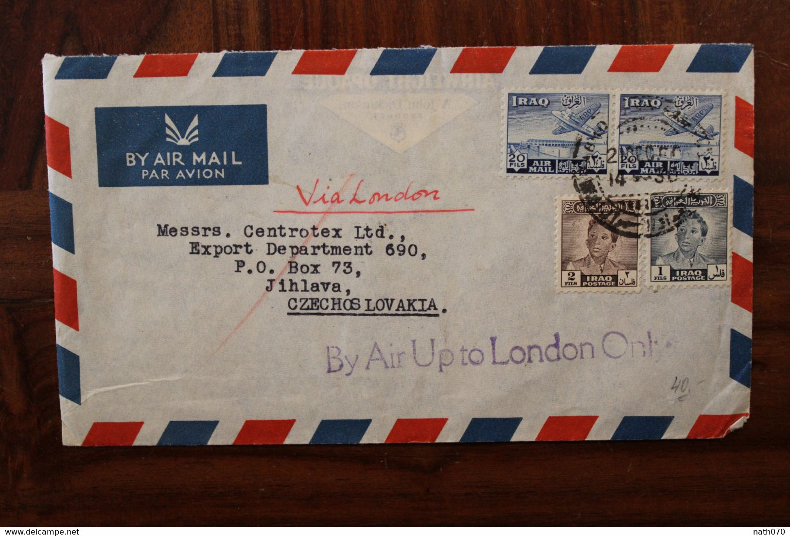 1960 Iraq Air Mail Cover Enveloppe Allemagne Irak Paire Bande Jihlava Tchequie Voir Au Dos - Irak