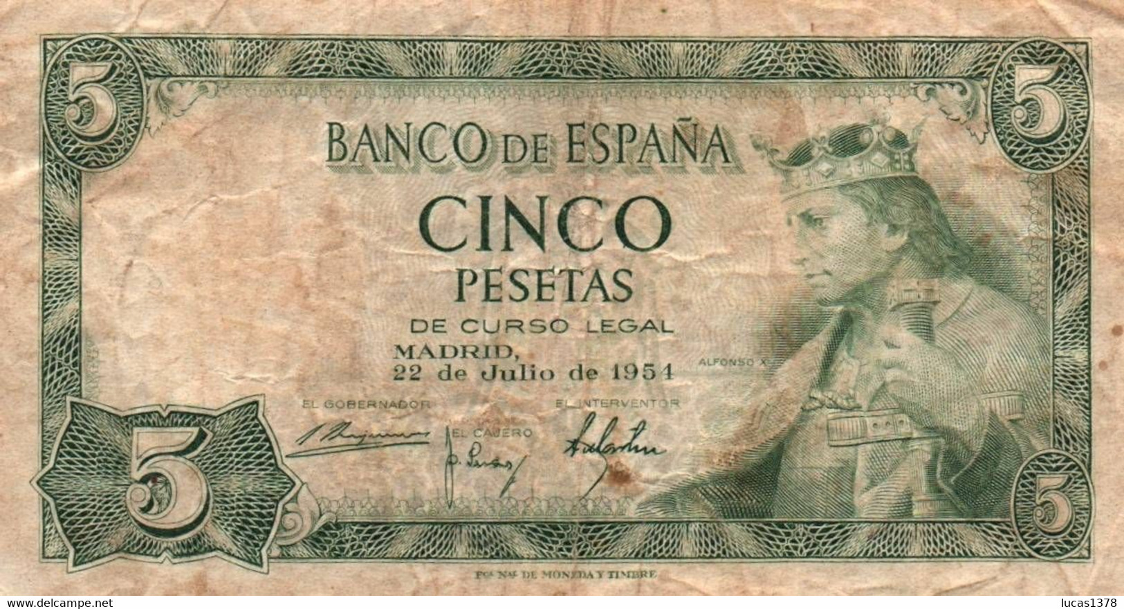 ESPAGNE 5 PESETAS 1954 - 5 Pesetas