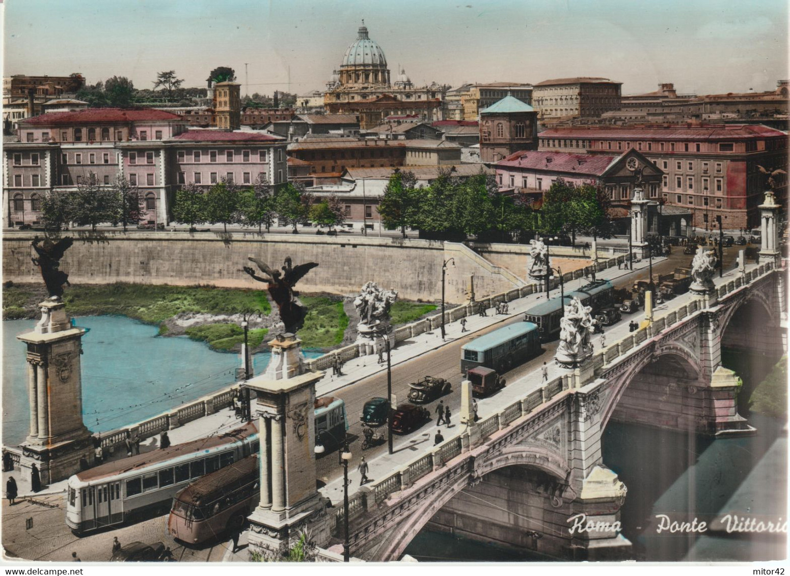 22-Vaticano-L.12 (x3) + L.35 Papi Su Cartolina Ponte Vittorio-v.1954 X L' Estero: Svezia - Otros & Sin Clasificación