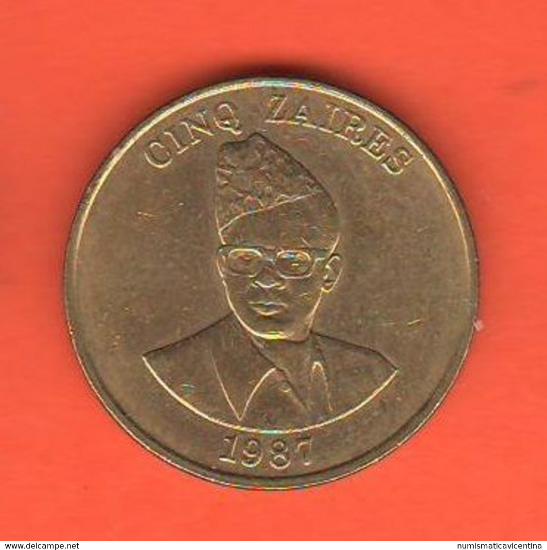 Zaire 5 Cinq Zaires 1987 Bronze  Coin - Zaire (1971-97)