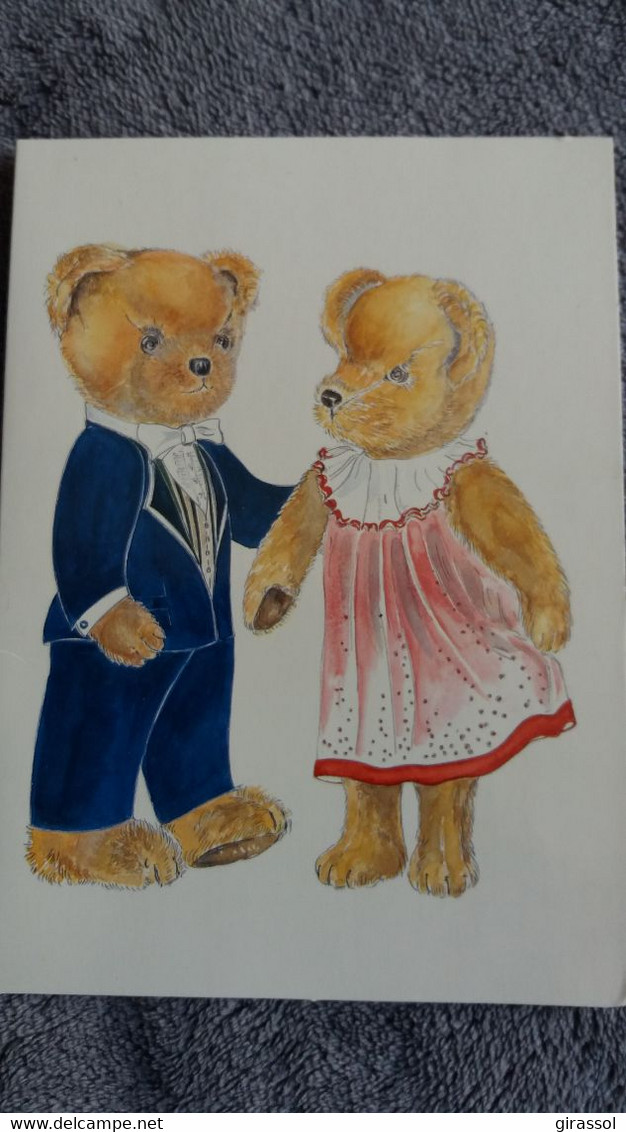 CPM DOUBLE OURSON EN PELUCHE COUPLE ILLUSTRATION MARY ANDERSON 1995  FORMAT 11.5 PAR 16 CM - Jeux Et Jouets