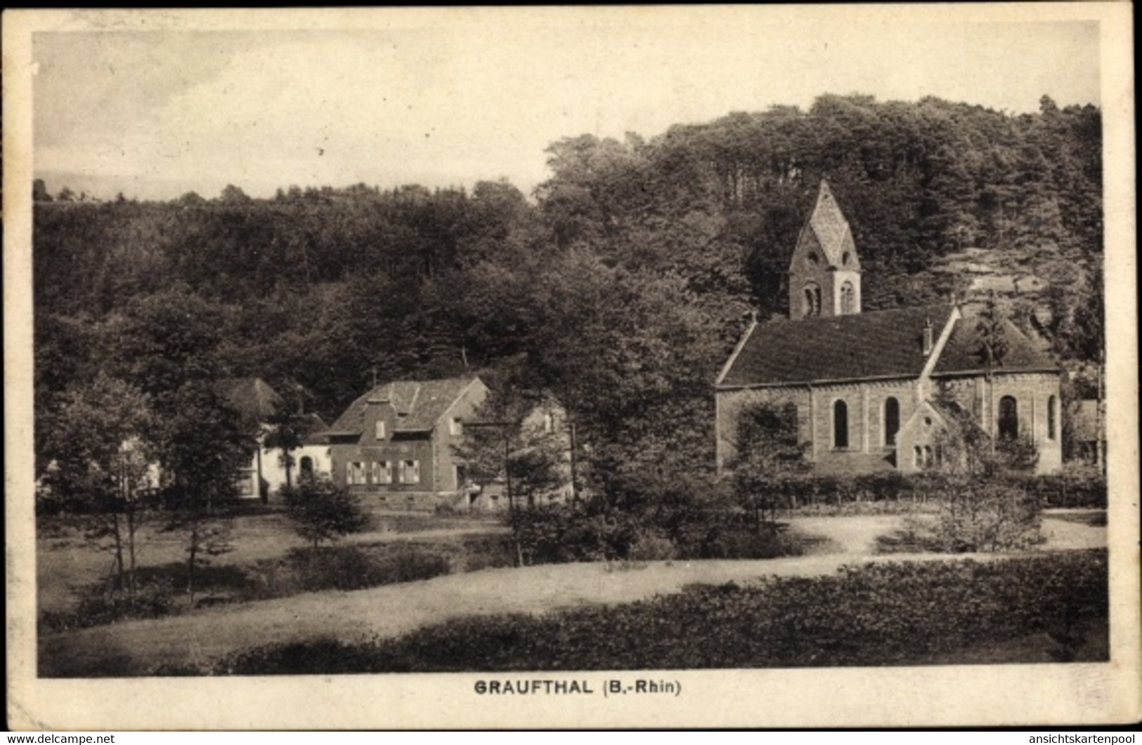 CPA Graufthal Eschbourg Eschburg Elsass Bas Rhin, Kirche, Dorfansicht - Otros & Sin Clasificación