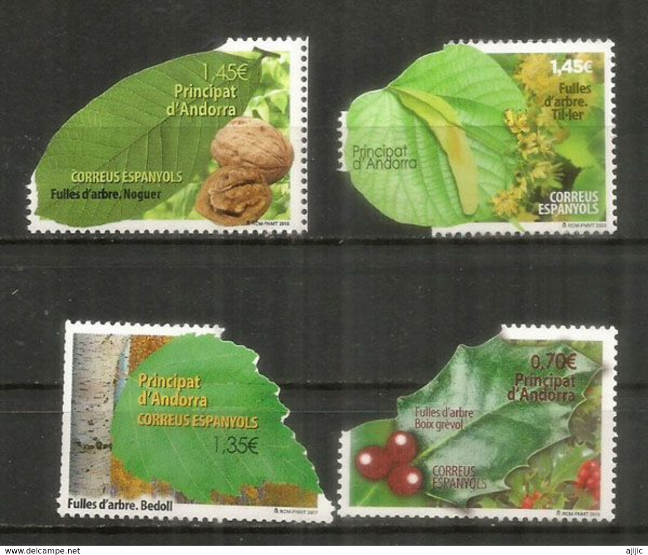 Timbres Andorre  Imprimés En Forme De Feuille D Arbre ! Andorra Stamps Printed In The Shape Of A Tree Leaf !. Neufs/mint - Neufs