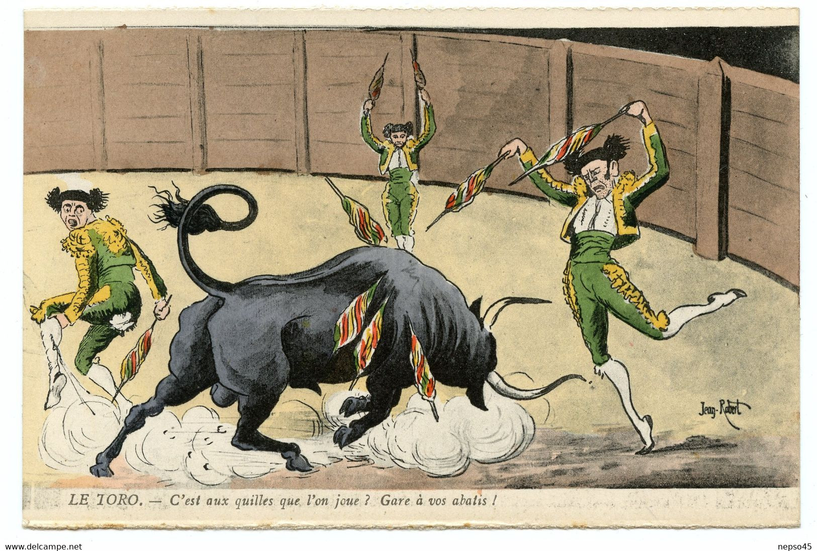 Jean Robert.contre La Corrida.illustration Caricature Satirique De La Corrida. - Robert