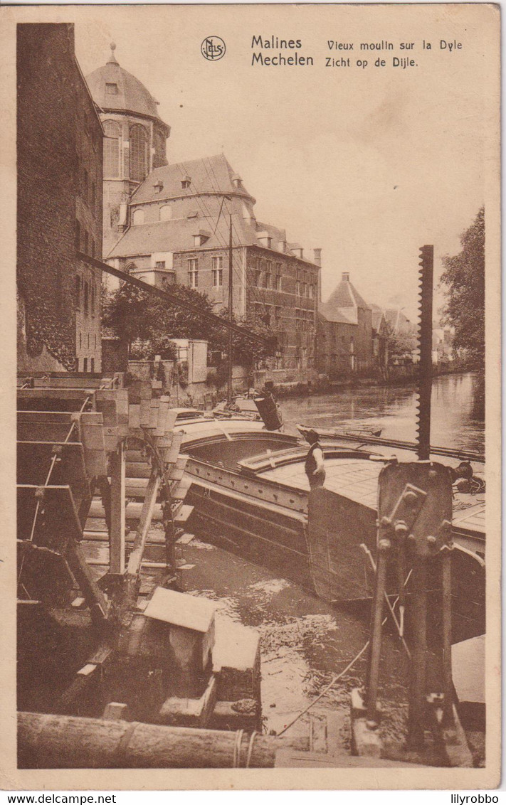 BELGIUM - Malines - Mechelen. Vieux Moulin Sur La Dyle.  Superb River Scene With Barges Etc - Mechelen