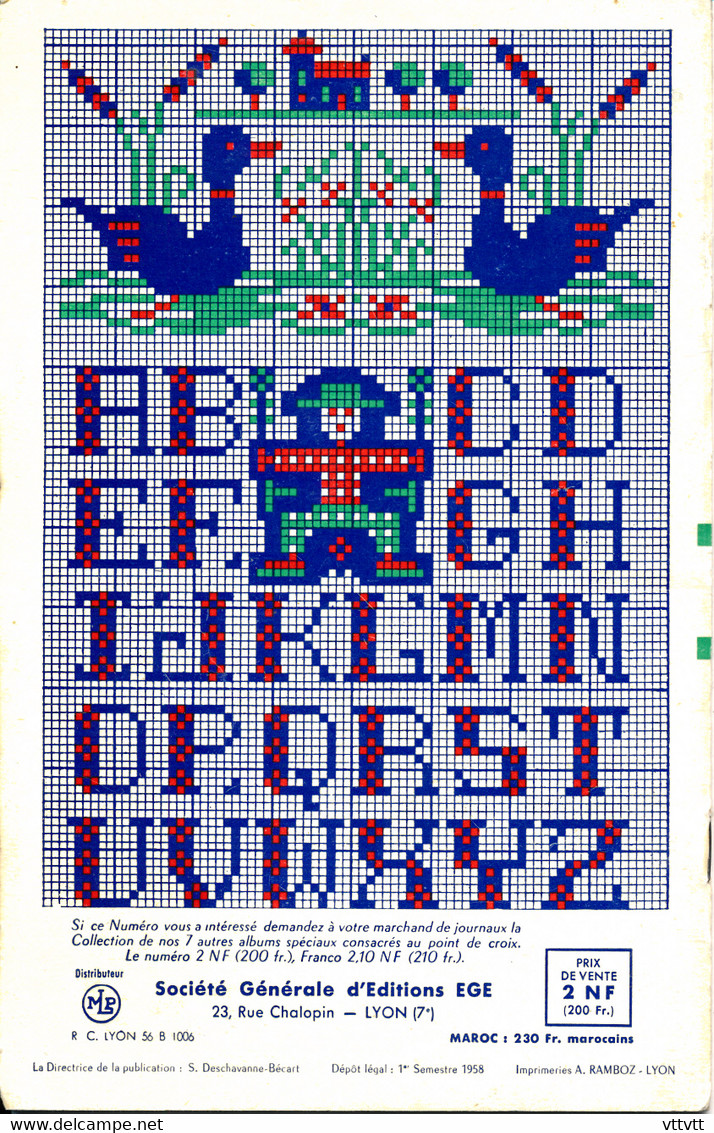 TOUTE LA BRODERIE, Alphabets Au POINT DE CROIX N° 5 (1958), Numéro Spécial Hors-Série, 20 Pages - Point De Croix