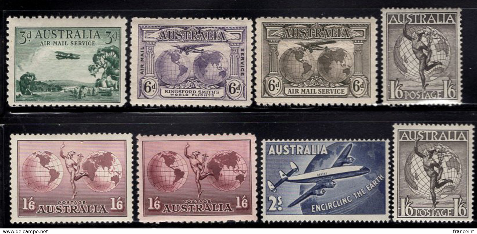 Australia (1929-58) Airmail Set Of 8 Complete. Scott C1-8 (C6-8 Are MNH, Rest Have Hinge Remnants). - Usati