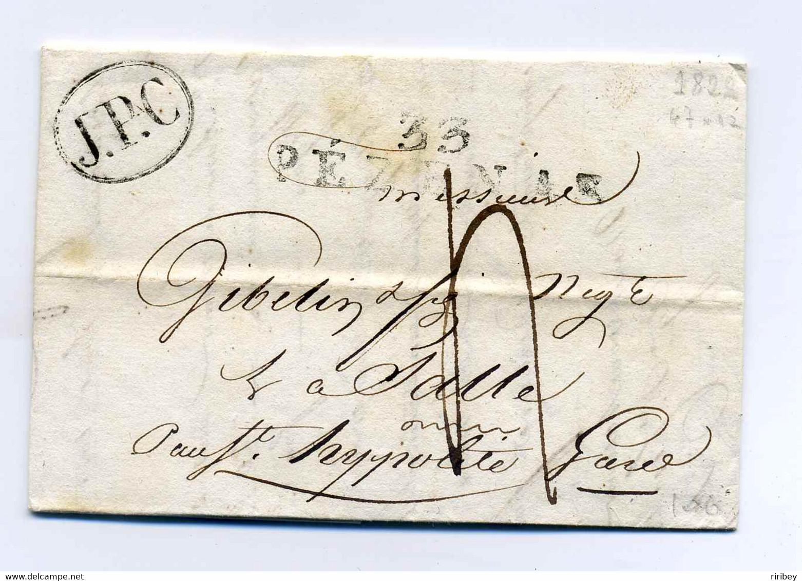 33 PEZENAS / Dept De L'Herault /  Cachet JPC / 1822 - 1801-1848: Precursors XIX