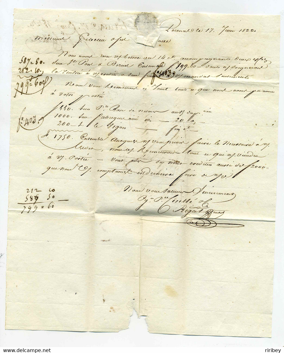 33 PEZENAS / Dept De L'Herault /  Cachet JPC / 1822 - 1801-1848: Precursors XIX