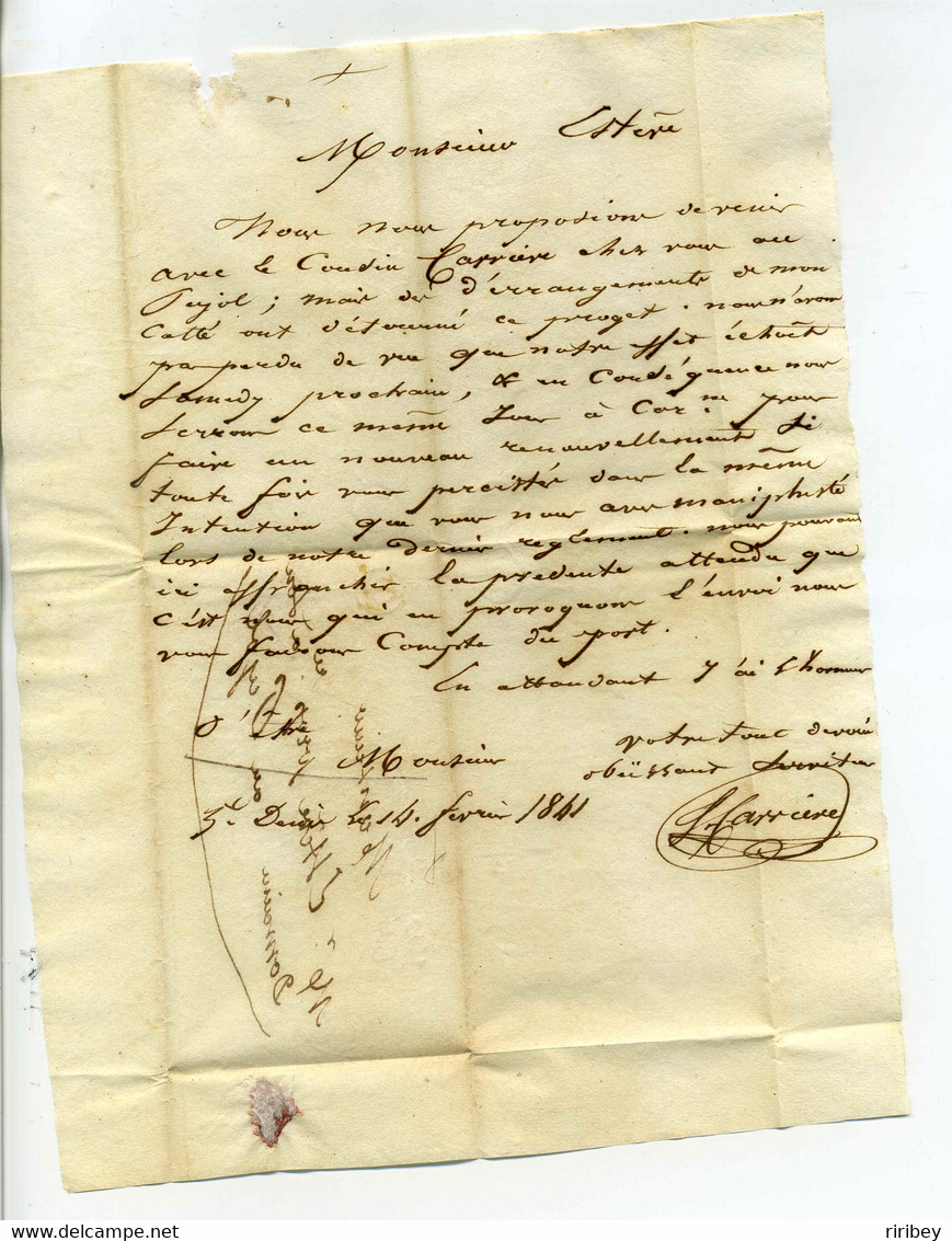 Cursive 10 Cuxac Carbardes (  Rouge) + Boite Rurale T De SAINT DENIS + CL / Dept De L'AUDE / 1841 - 1801-1848: Precursors XIX