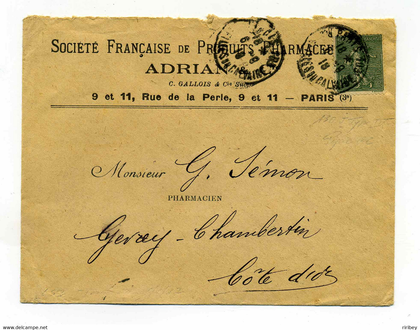 YT N°130 Semeuse Type IV Papier GC Seul Sur Lettre / Produit Paharmaceutique - PARIS / 1918 - 1877-1920: Semi Modern Period