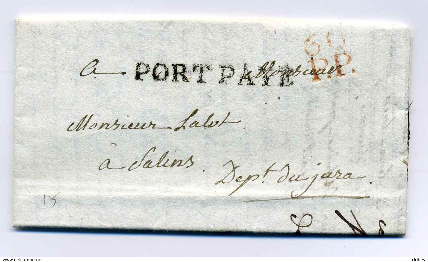 PORT PAYE PARIS + 60PP (rouge) / Dept De La Seine / 1811 - 1801-1848: Precursors XIX