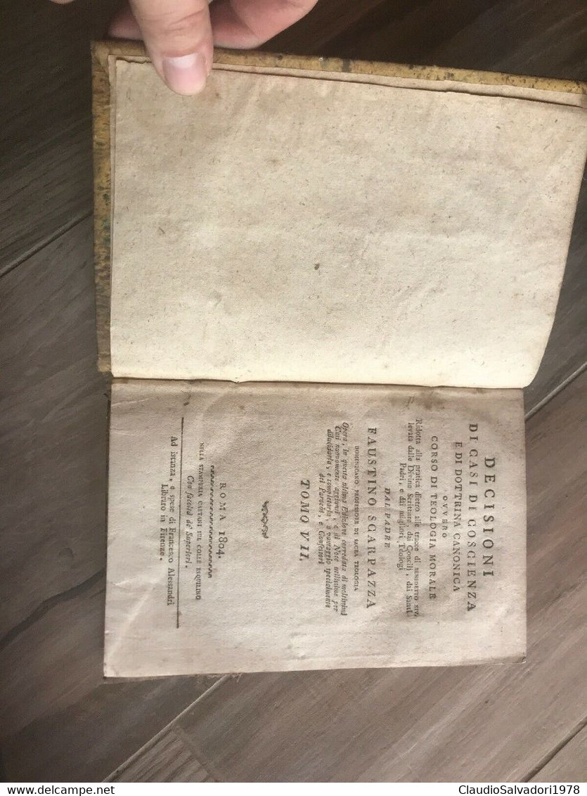 DECISIONI DI CASI DI COSCIENZA DOTTRINA CANONICA-SCARPAZZA Teologia 1804 Tomo 7 - Libri Antichi