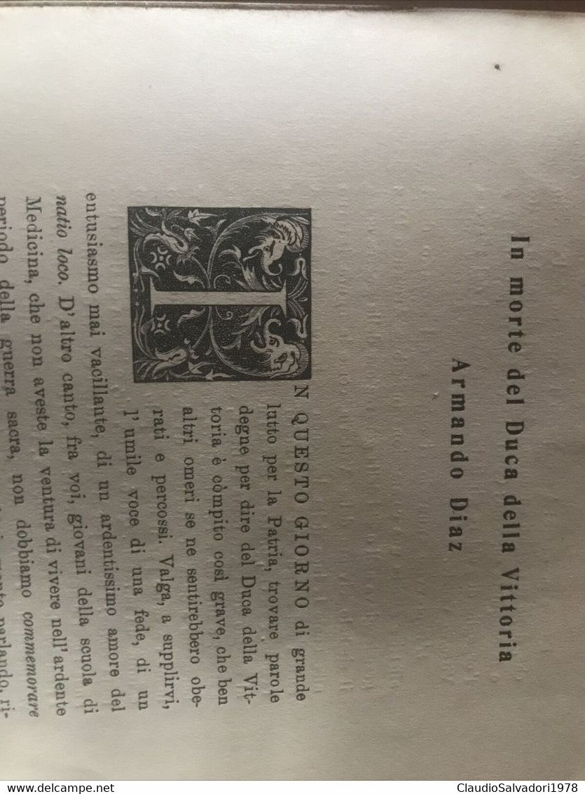 LIBRO IN MORTE DEL DUCA DELLA VITTORIA - ARMANDO DIAZ - GUGLIELMO BILANCIONI PISA 1928 - Medicina, Psicologia