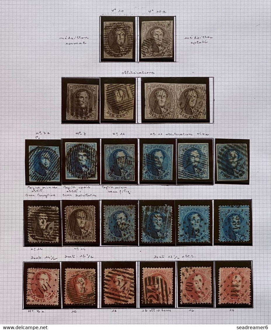 Belgique Lot De Classiques Sur Médaillons : Obliterations, Variétés, Couleurs...belle Qualité En Général TTB - 1849-1850 Medallones (3/5)