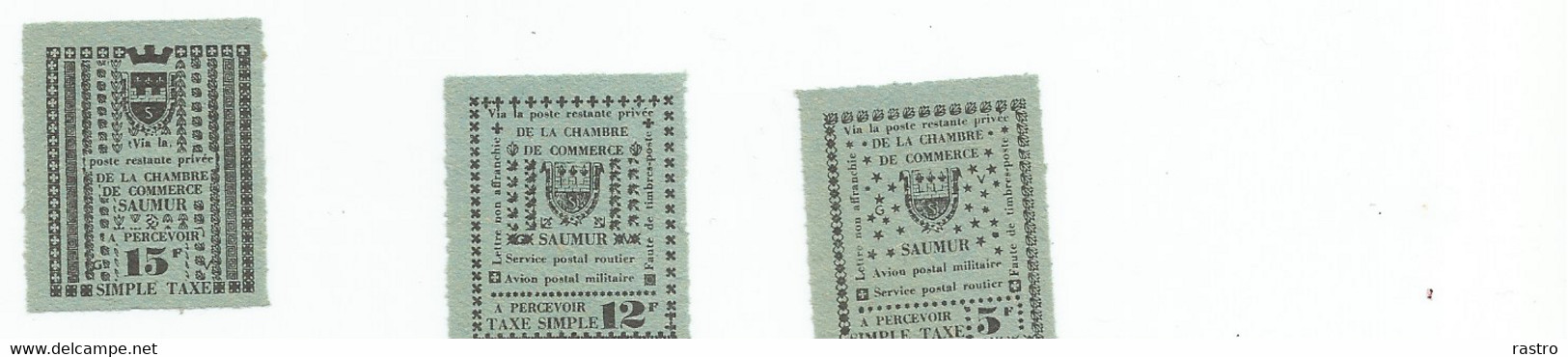 Saumur, Chambre De Commerce , Série De 3 Valeurs  (5F-12F-15F) Papier Bleu  **  ( Sans Gomme)  1953 - Other & Unclassified