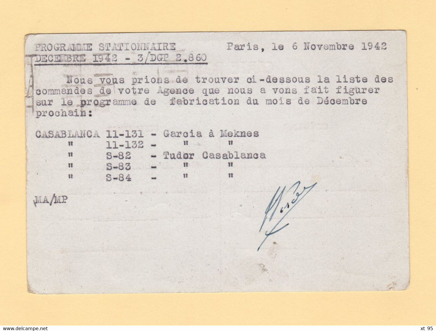 Relations Suspendues - Retour A L Envoyeur - 9 Dec 1942 - Paris Destination Maroc - 2. Weltkrieg 1939-1945