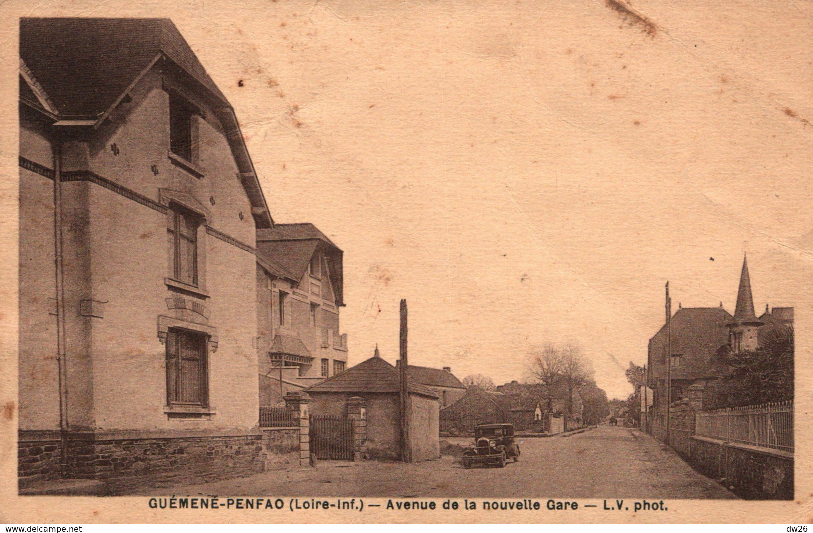 Guéméné-Penfao (Loire-Inférieure) Avenue De La Nouvelle Gare - L.V. Photo (Maurice Chrétien), Carte Sépia De 1939 - Guémené-Penfao