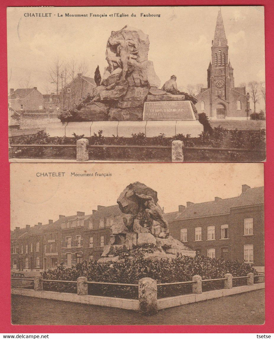 Châtelet - Le Monument Français ... 2 Cartes Postales - 1937 Et 1929 ( Voir Verso ) - Châtelet