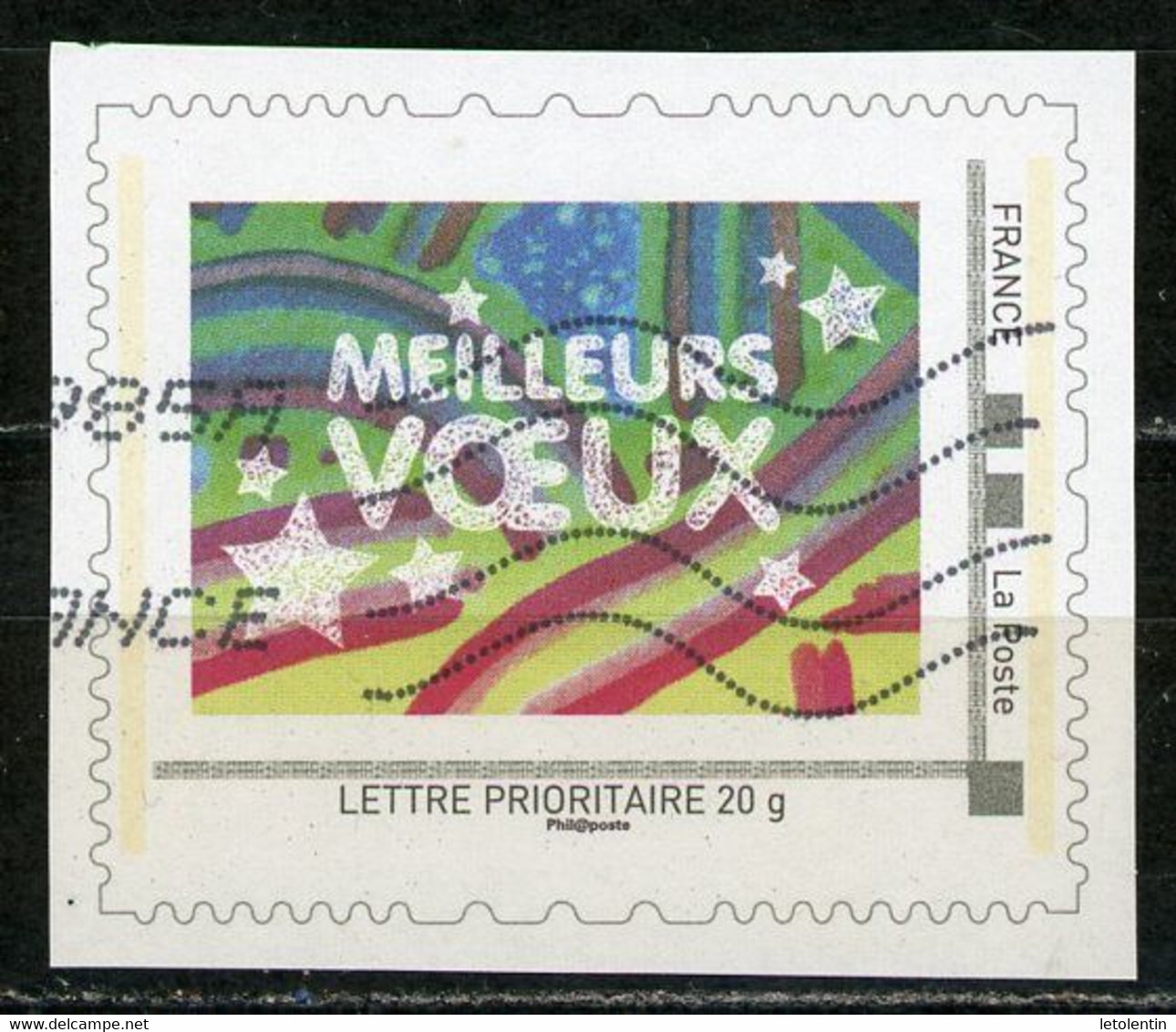 FRANCE - PERSONNALISÉS - MEILLEURS VOEUX -  N° Yvert  (IDT) OBLI;  LETTRE PRIORITAIRE 20g (ENTIER DECOUPÉ) - Used Stamps