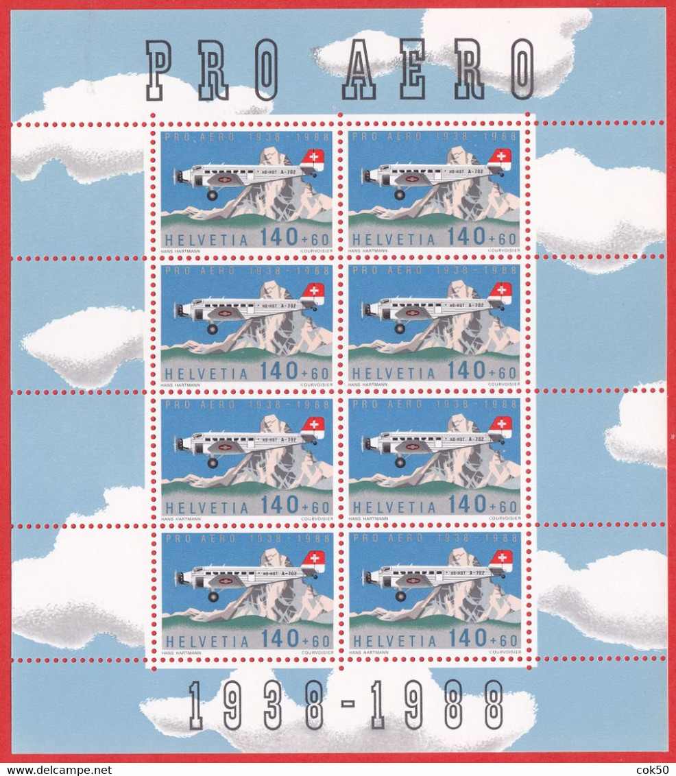 SWITZERLAND 1988 «Pro Aero Foundation - 50th Anniversary» Mi# 1351 - MNH Minisheet - Other & Unclassified