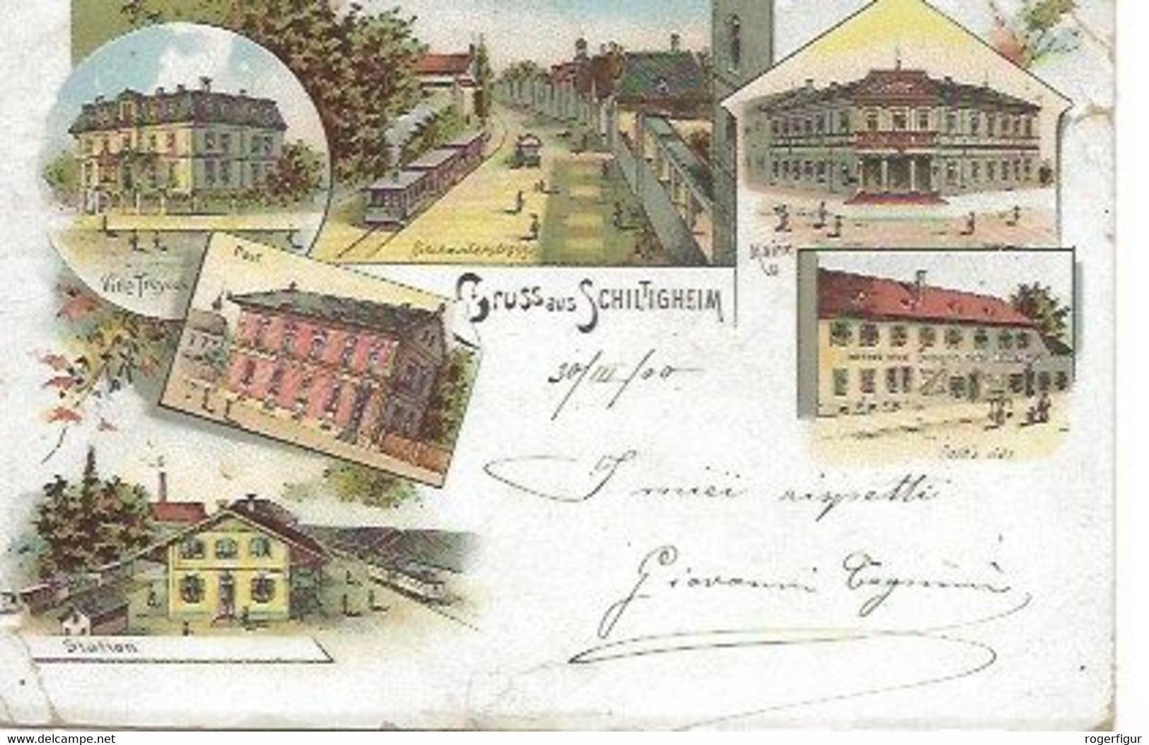 LITHOGRAPHIE GRUSS AUS SCHILTIGHEIM Circulé En 1900 - Schiltigheim