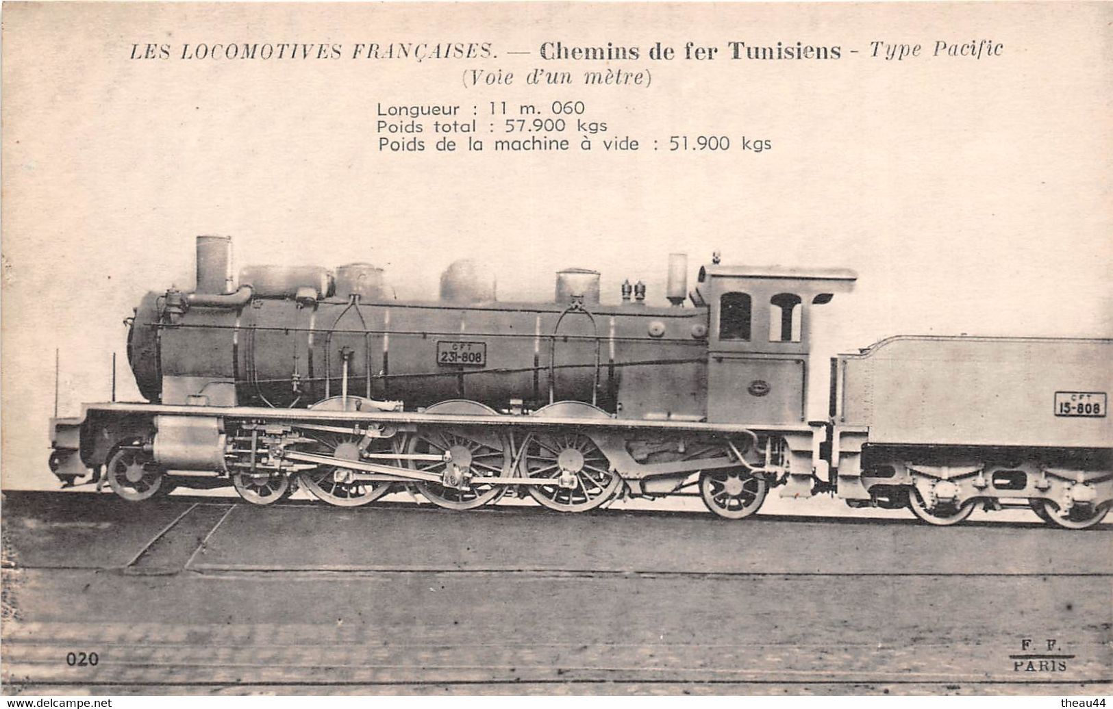 TUNISIE  -  Locomotive N° " 231-808 " Des Chemins De Fer TUNISIEN , Train - Collection FLEURY - Materiale