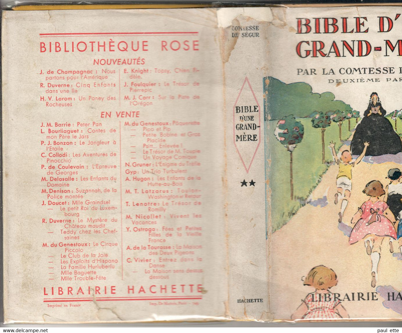 Livre-COMTESSE De SEGUR -BIBLE D'une GRAND-MERE  Tome 1 Et 2:  Hachette; Biblio. De La Jeunesse) Jaquette,rabats Intacts - Bibliothèque De La Jeunesse