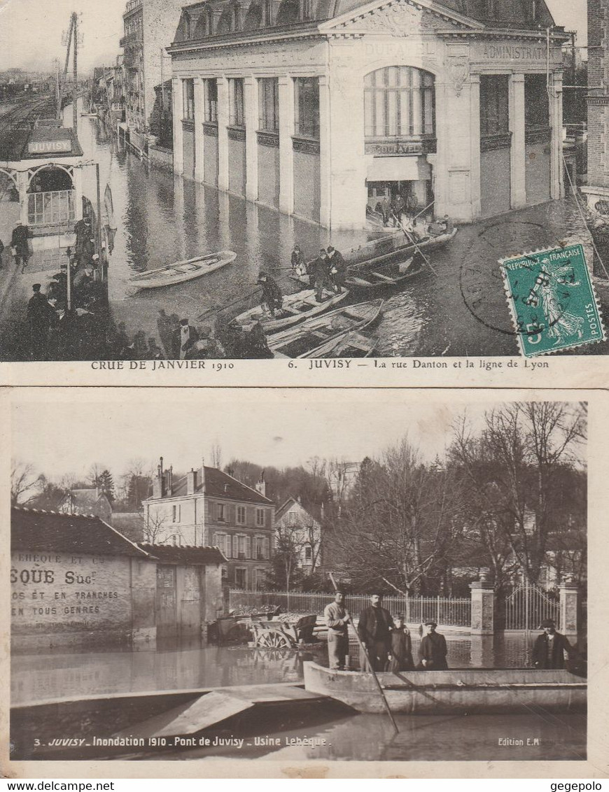 JUVISY  Sur ORGE - Inondation 1910 - 2 Cpa - Juvisy-sur-Orge
