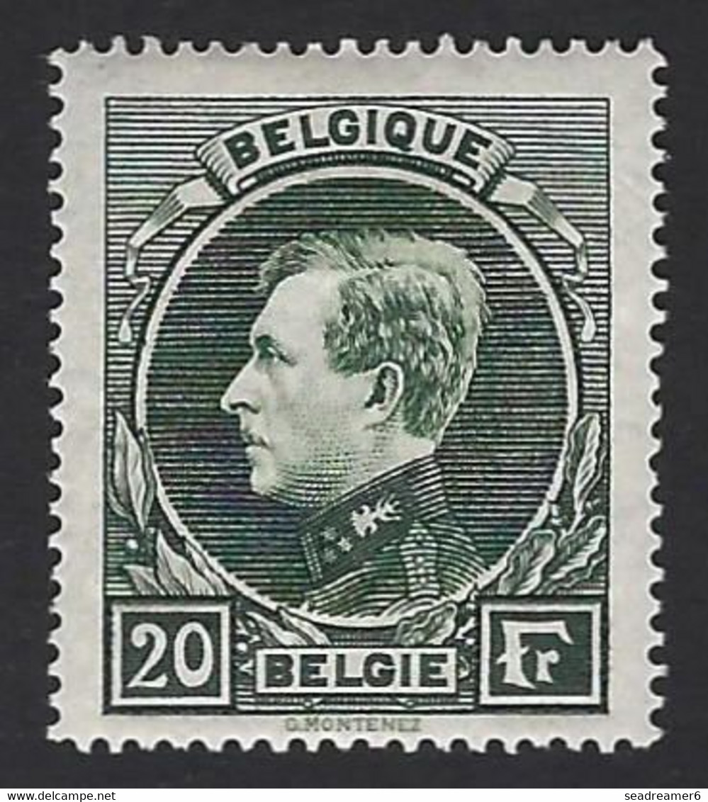 Belgique Albert 1er N°290A* 20fr Vert-gris  Tirage De Malines Tres Frais TTB - Neufs