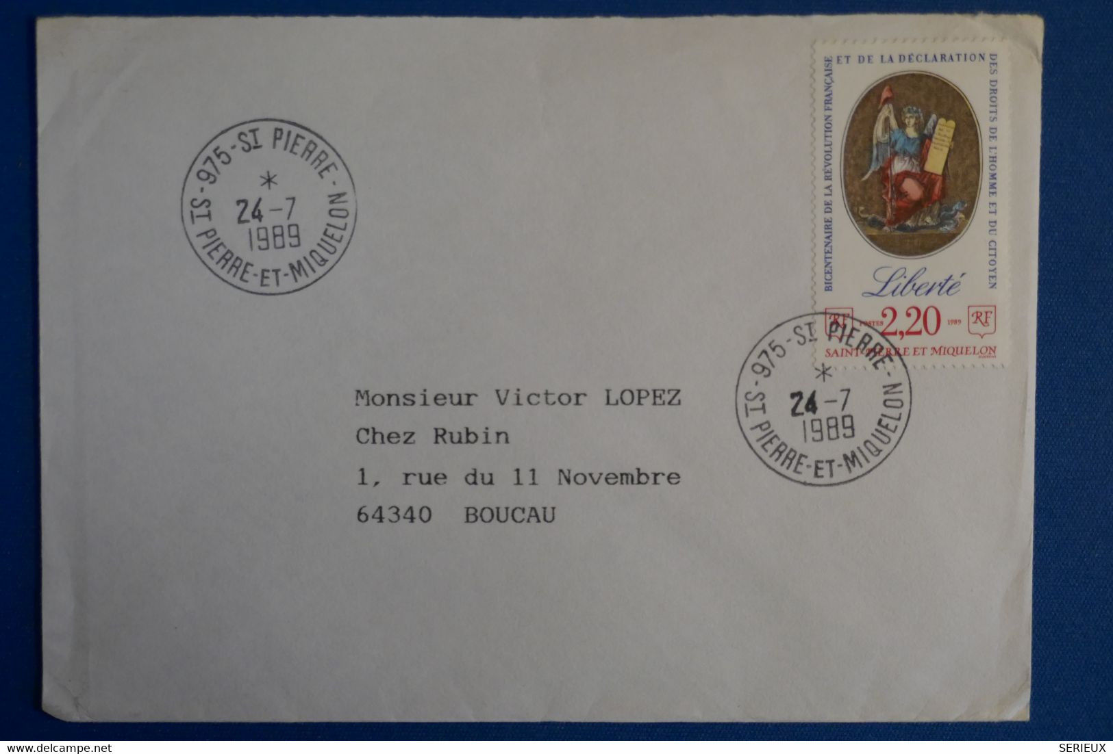 N3 ST PIERRE MIQUELON BELLE LETTRE 1989 POUR BOUCAU FRANCE+ AFFRANCHISSEMENT PLAISANT - Lettres & Documents