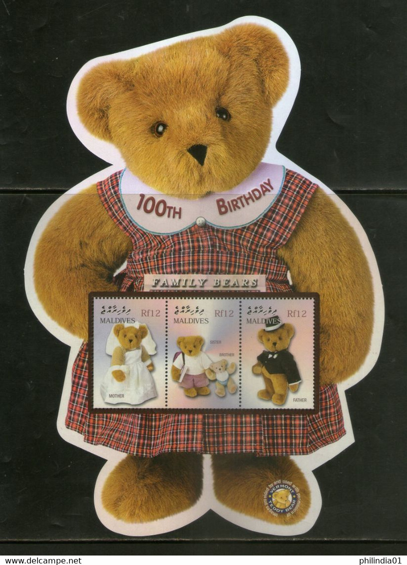 Maldives 2002 Teddy Bear Centenary Family Bear Odd Shaped M/s Sc 2657 MNH # 9676 - Disney