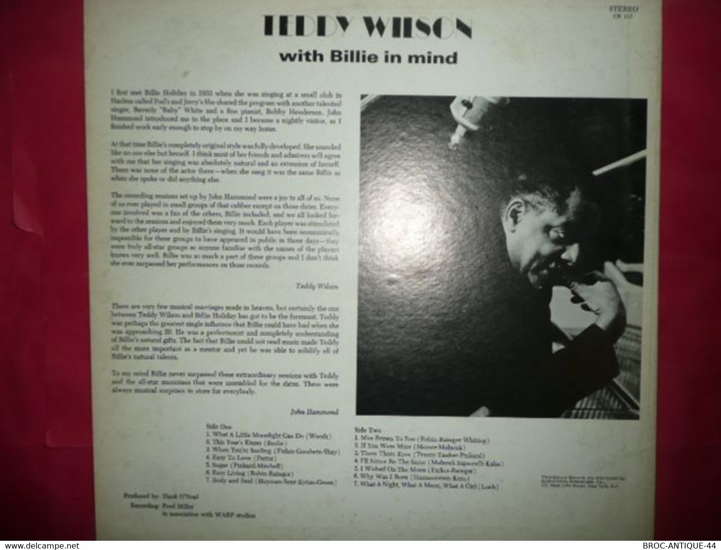 LP33 N°8098 - TEDDY WILSON WITH BILLIE HOLIDAY IN MIND  CR 111 - Jazz