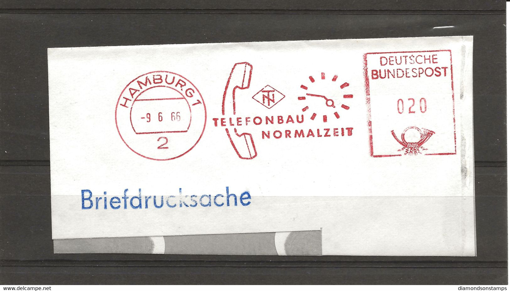 Duitsland Meterstamp 1966 Hamburg Klok Telefoon - Horlogerie