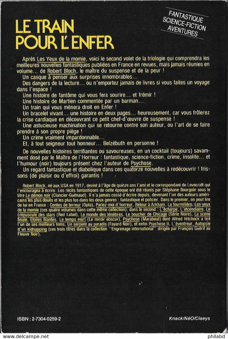 NEO N°109 - Robert Bloch - Le Train Pour L'enfer - 1984 TB - Fantastique