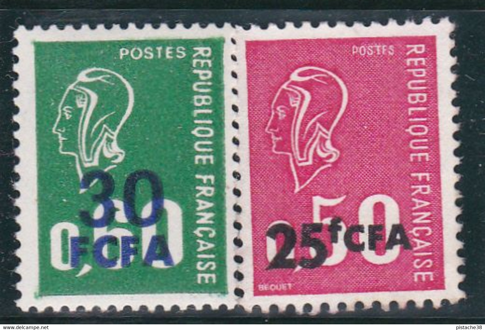 REUNION - Timbres Neufs Rouge Et Vert De 0,50 Et 0,60 De FRANCE, Série Marianne De Béquet, Surcharge C.F.A. - Sonstige & Ohne Zuordnung