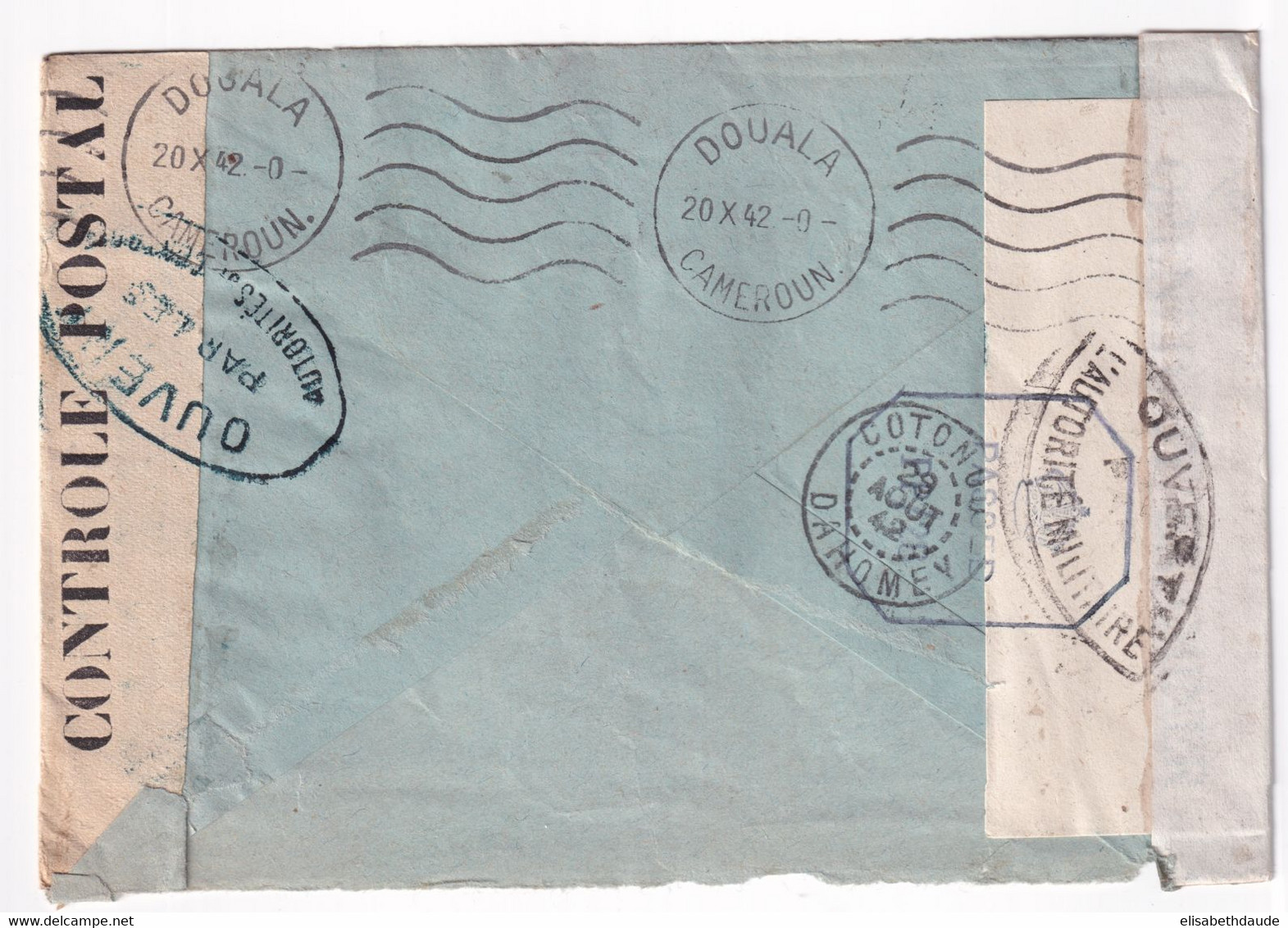 1942 - TRIPLE CENSURE Dont ANGLAISE ! ENVELOPPE De ST ANTHEME => CAMEROUN FRANCE LIBRE Via LISBONNE / NEW YORK - Oorlog 1939-45