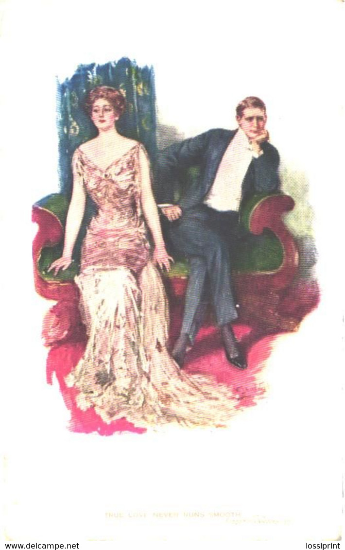 Clarence F Underwood:True Love Never Runs Smooth, Glamour Man And Lady Thinking, Pre 1940 - Underwood, Clarence F.