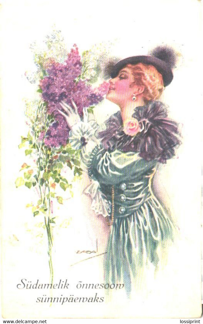 Usabal:Glamour Lady With Flowers, Pre 1940 - Usabal