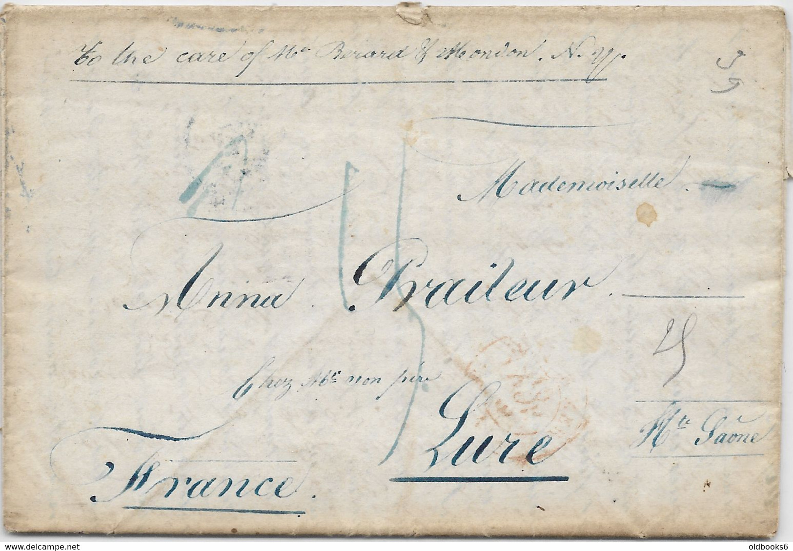 USA UNITED STATES 1839, Trans-Atlantic Cover From ELISABETHTOWN, New Jersey To France Full Contents - …-1845 Prefilatelia