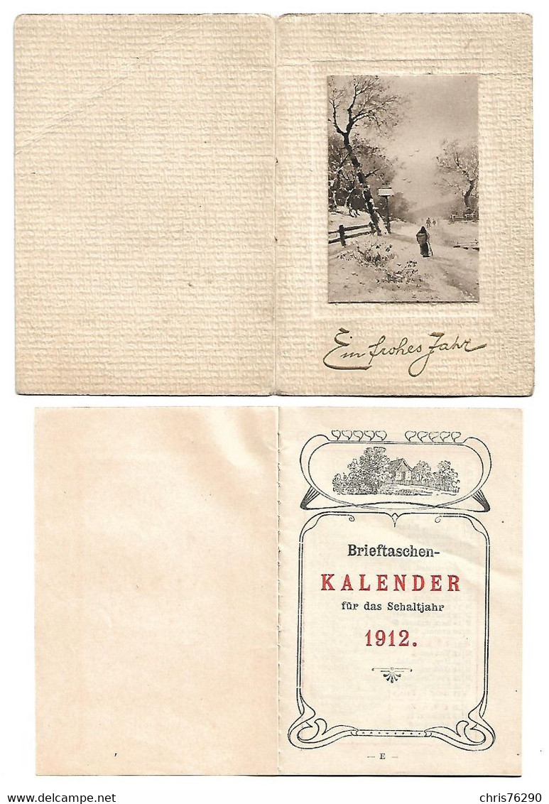 Petit Calendrier De Poche En Allemand Complet Brieftaschen Kalender Ein Frohes Jahr Calendar Calendario 1912 - Small : 1901-20