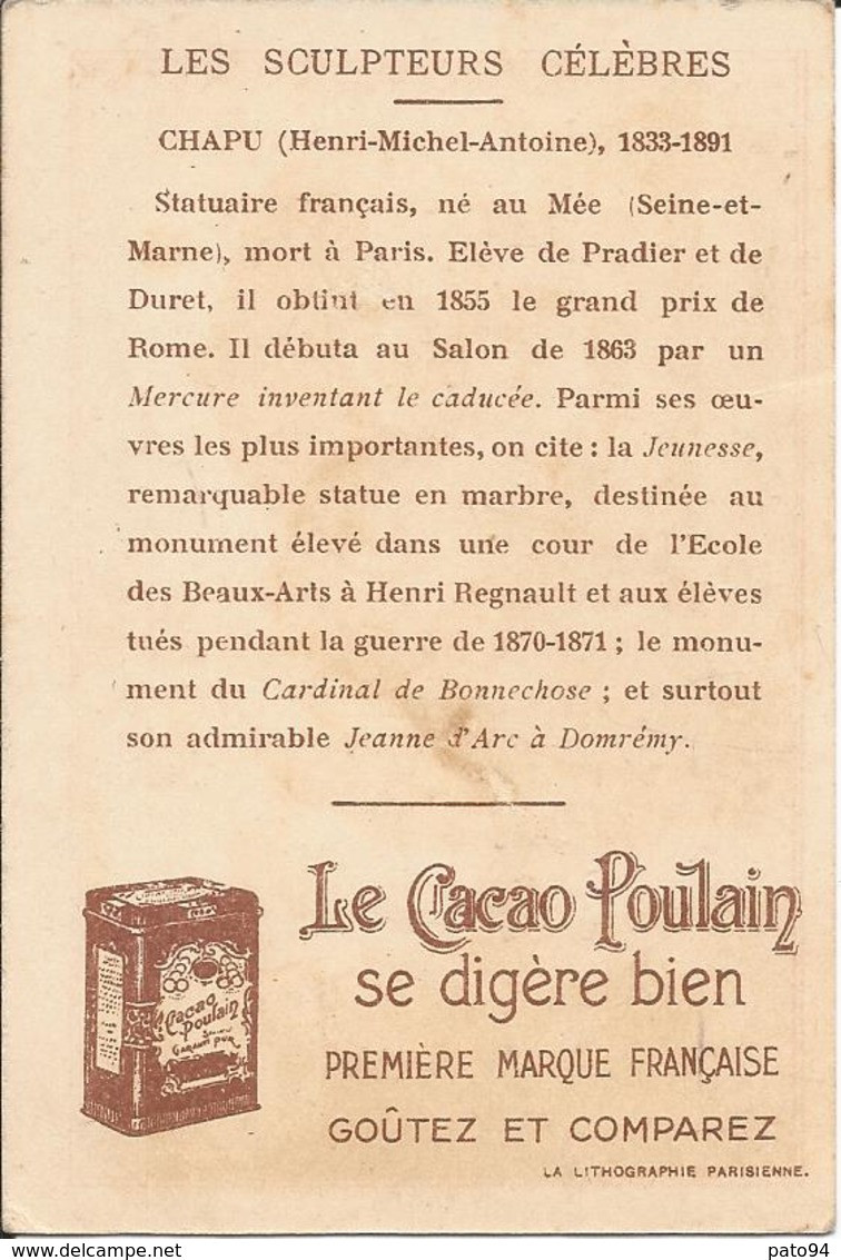 Chromo  CHOCOLAT POULAIN  /  Les  Sculpteurs Célèbres /  CHAPU Henri-Michel-Antoine  /  Statue De Jeanne D ' Arc - Poulain