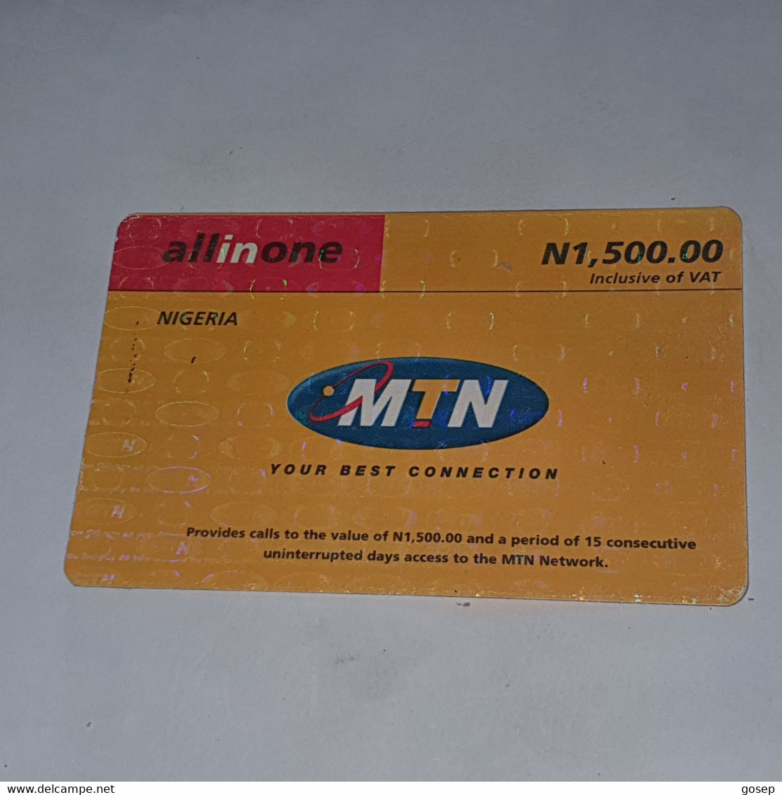 NIGERIA-(NG-MTN-REF-002C)-all In One-pay As You Go-(1)-(N1.500.00)-(2723-0125-8646)-used Card+1card Prepiad Free - Nigeria