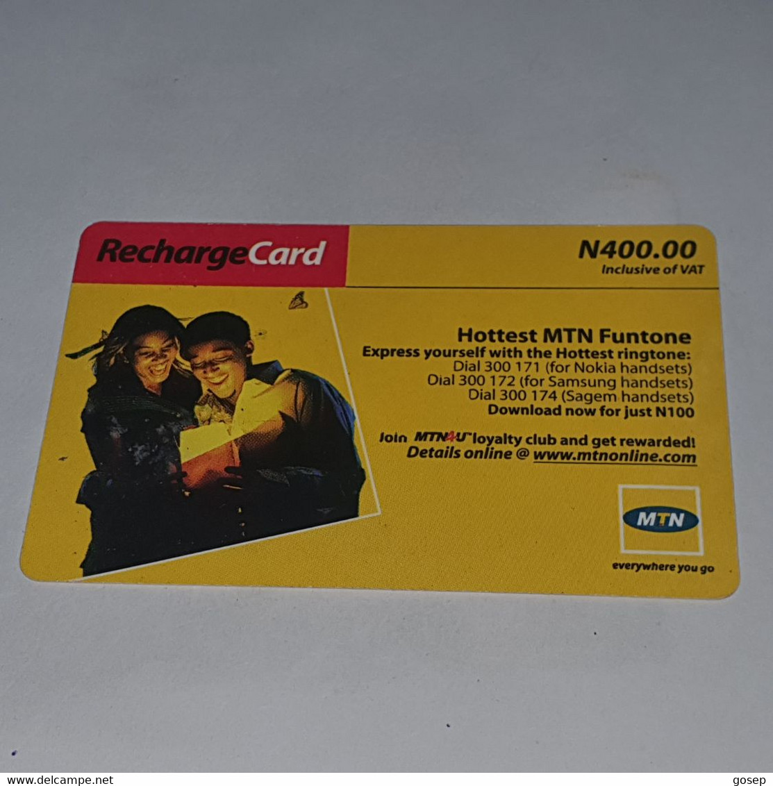 NIGERIA-(NG-MTN-REF-0011A)-recharge Card-girl And Boy-(2)-(N 400.00)-(8079-7608-9794)-used Card+1card Prepiad Free - Nigeria