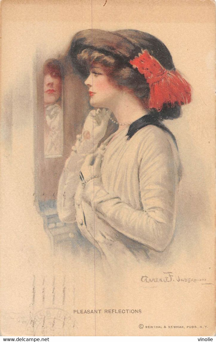 P21-TBB-814 : CARTE ILLUSTREE.  JOLIE JEUNE FEMME AVEC CHAPEAU. CLARENCE F. UNDERWOOD - Underwood, Clarence F.