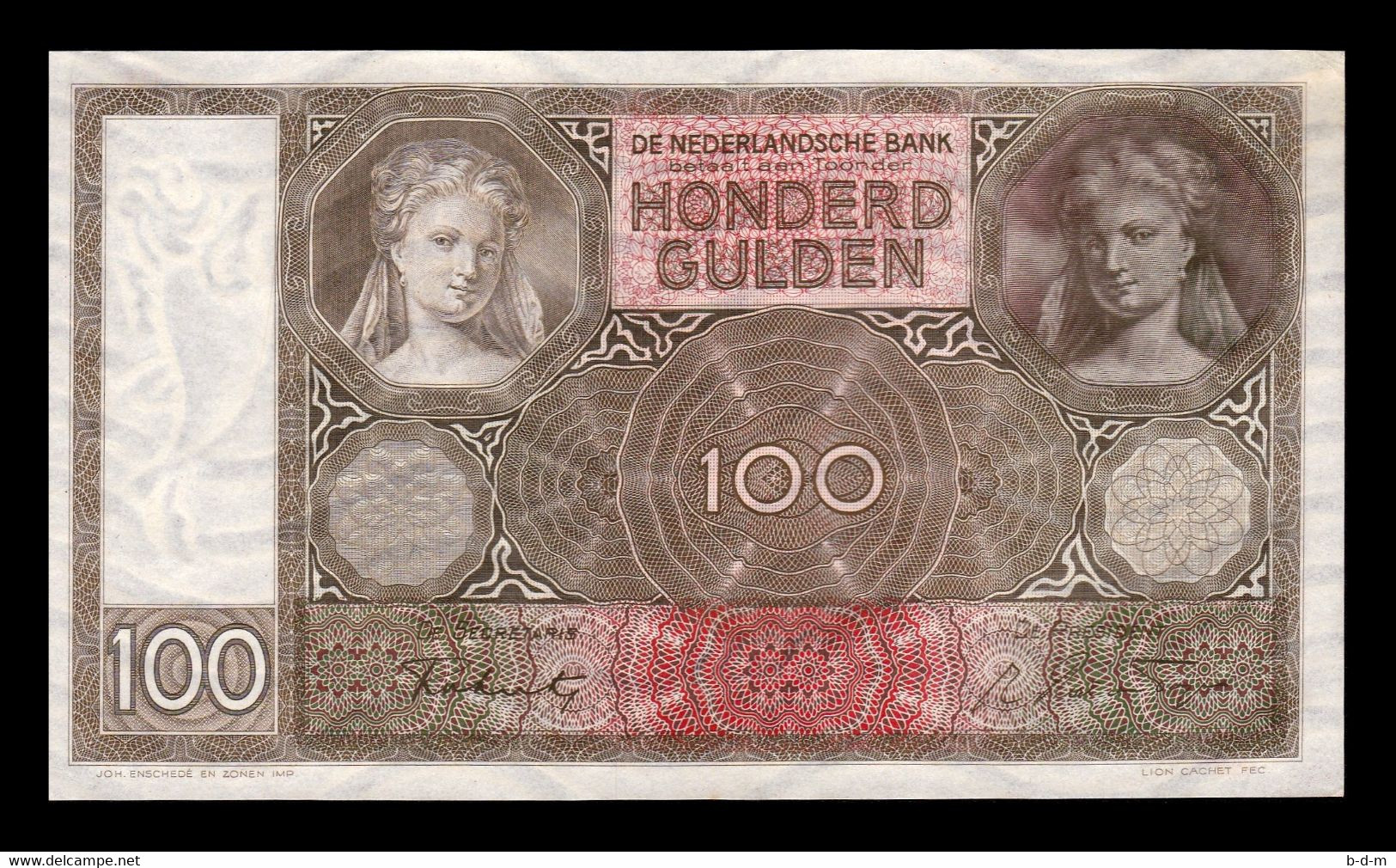 Holanda Netherlands 100 Gulden 05.01.1944 Pick 51c SC- AUNC - 100 Florín Holandés (gulden)