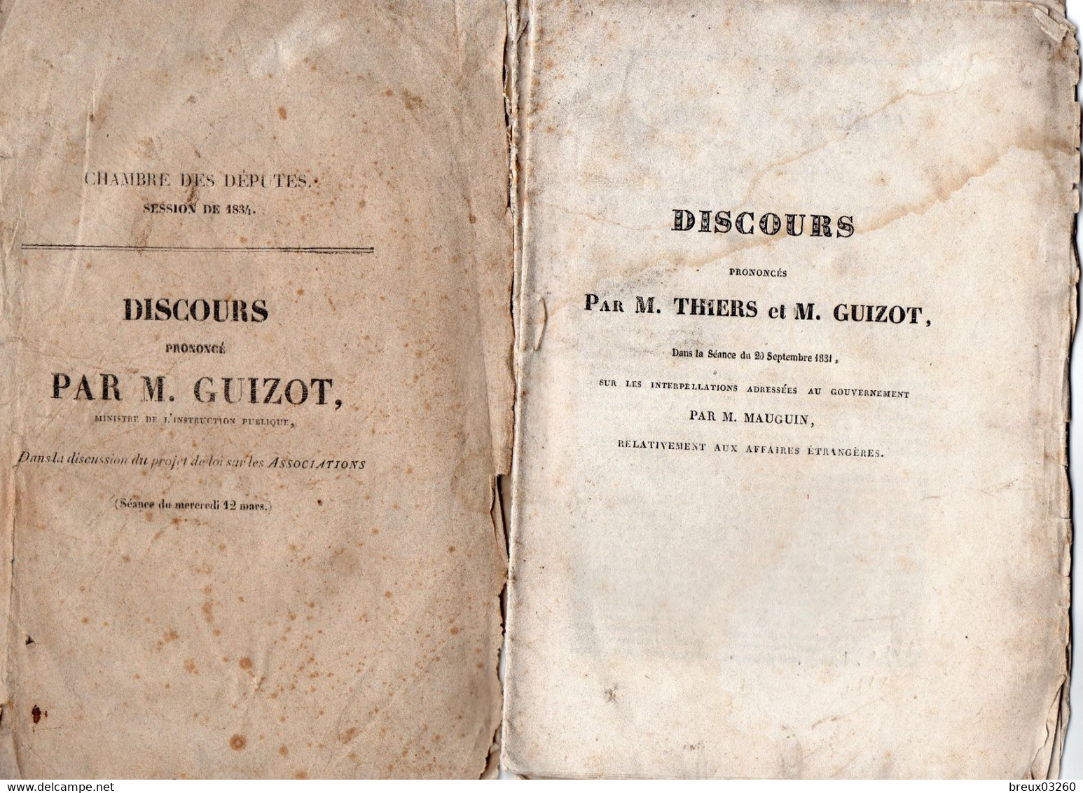 2 Livres - " Discours De THIERS--  Discours De GUIZOT " - - 1801-1900