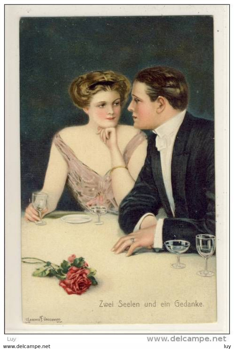 Künstler AK - PAAR, Couple - Artist: Larence F. UNDERWOOD  - Zwei Seelen Und Ein Gedanke - Underwood, Clarence F.