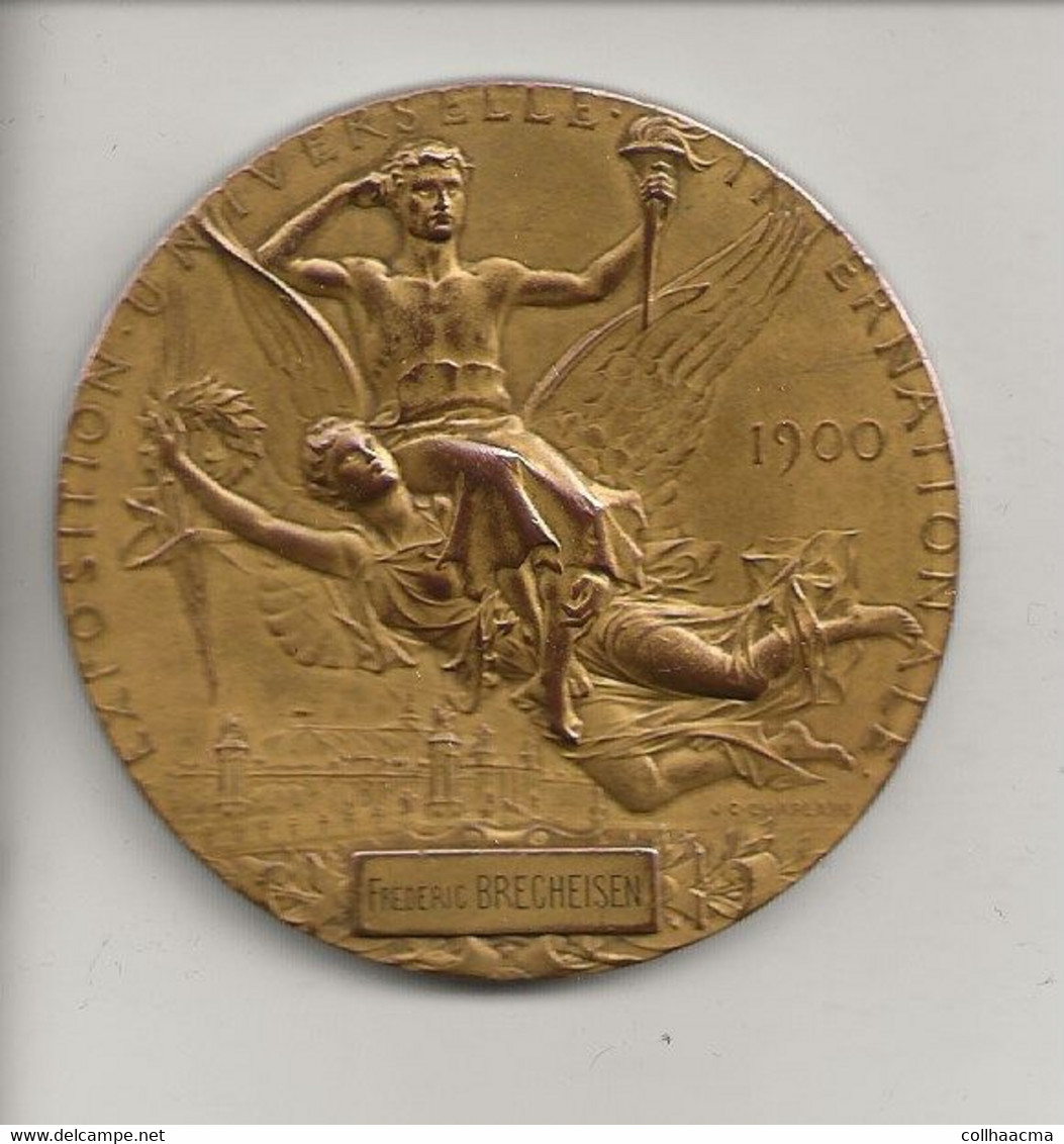 Médaille En Bronze Graveur Chaplain " Exposition Universelle Internationale 1900 Paris " Attribuée Frédéric Brecheisen - Professionals / Firms