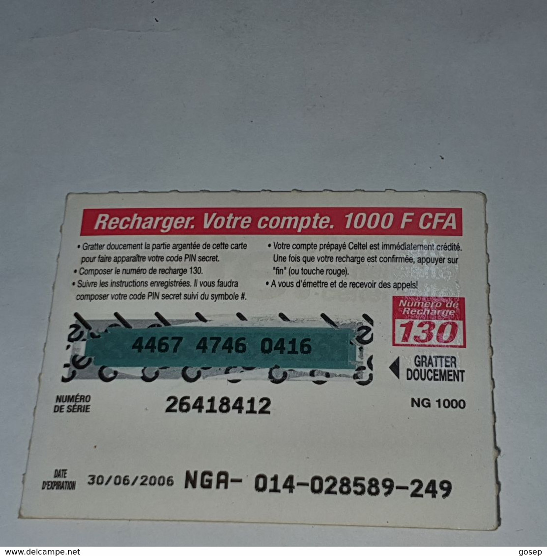 Burkina Faso-(BF-CEL-REF-13/C)-women-(18)-(1000fcfa)-(4467-4746-0416)-used Card - Burkina Faso